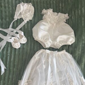 Ivory Floral Appliqué Baby Romper Set